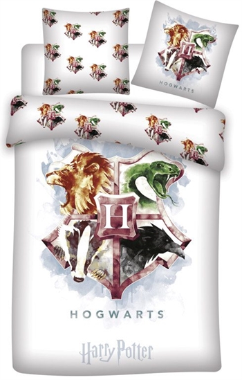 Harry Potter bedding - 140x200 cm - Purple Hogwarts crest - 2-in-1 Bedding - Duvet cover 100% cotton