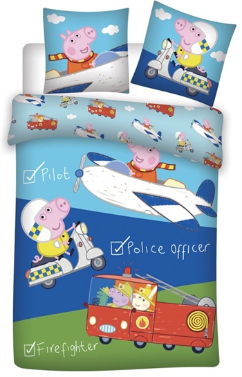 George Pig junior bedding 100x140 cm - George Pig on the go - 2-in-1 design - 100% cotton