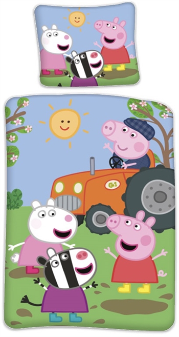 Children\'s bedding - 140x200 cm - Peppa Pig in the countryside - Reversible duvet cover - 100% cotton bed set