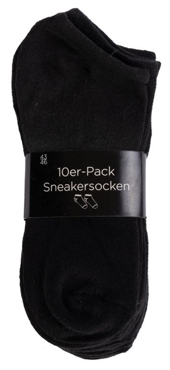 Footies - Pack of 10 pairs of black ankle socks - Size 43-46 - Stylish unisex socks