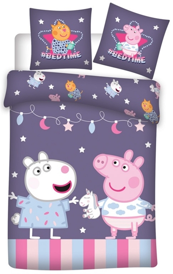 Peppa Pig junior bedding set 100x140 cm - Featuring Peppa Pig and Frida Fox - 2-in-1 design - 100% cotton