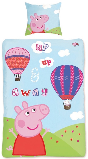 Peppa Pig bedding - 140x200 cm - Peppa Pig - Up up away - Duvet cover with 2-in-1 design - 100% cotton bedding