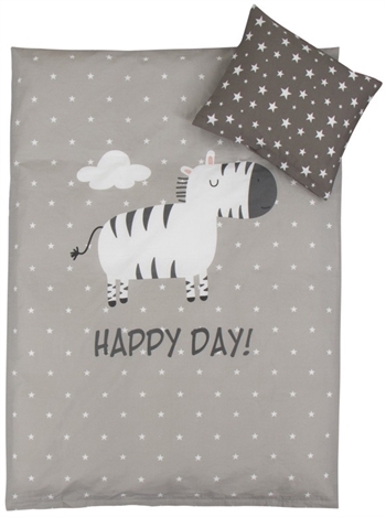 Grey Junior bedding 100x140 cm - Bedding set with zebra junior - Grey - 2-in-1 design - 100% cotton