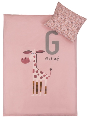 Junior bedding 100x140 cm - Light pink giraffe bedding set - 2-in-1 design - 100% cotton