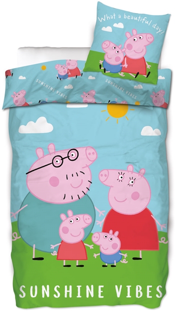 Peppa Pig bedding - 150x210 cm - Peppa Family - Bedding with 2-in-1 design - 100% cotton.