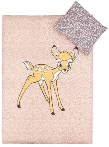 Junior bedding 100x140 cm - bedding set Bambi and flowers - 2-in-1 design - 100% cotton