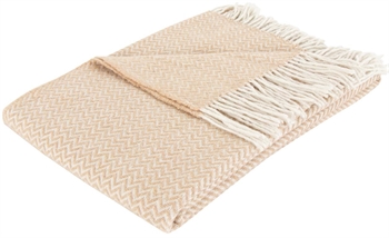 Wool throw with finely combed wool - 130x200 cm - Soft wool throw with sand zigzag pattern - By Borg throw