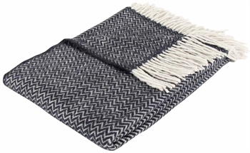 Wool throw - Soft wool blanket - ZigZag dark blue - 130x200 cm - By Borg