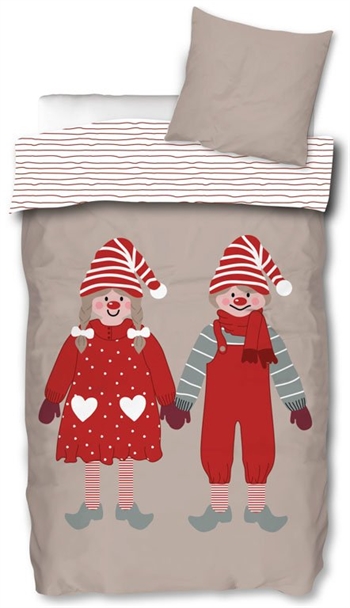 Christmas bedding 140x220 cm - Santa Claus and Mrs. Claus - Reversible bed set in 100% cotton