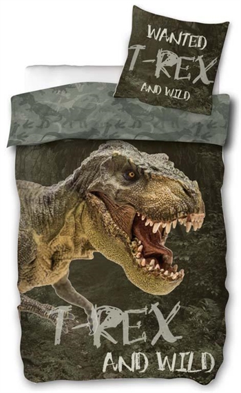 Bedding 140x200 cm - T-rex dinosaur bedding - 2-in-1 design - Children\'s bedding in 100% cotton