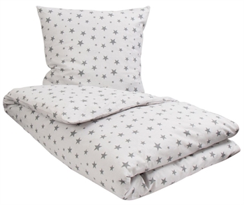 Bed linen 140x220 cm - Grey bed linen with stars - Bed linen in 100% cotton - Borg Living bed set