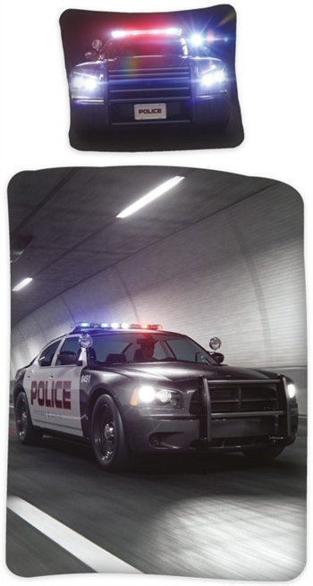 Junior bedding 100x140 cm - Bed set with police car - 2-in-1 design - 100% cotton