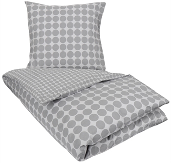 Bedding set 150x210 cm - Circle grey - Dotted design - 100% Cotton - Borg Living bed set