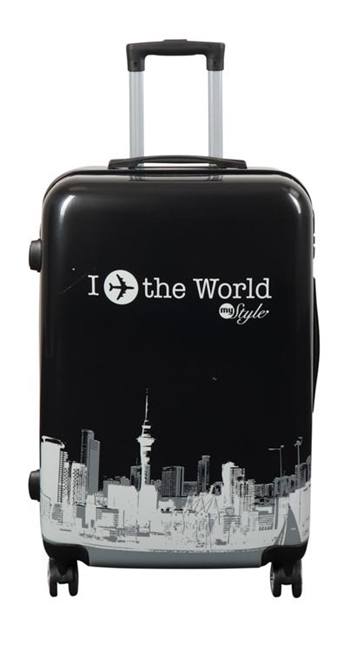 Suitcase - Hard-shell suitcase - Size Medium - Suitcase with motif - New York City - Black - Exclusive lightweight travel suitcase