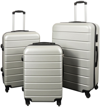 Suitcase offers - Set of 3 pieces - Exclusive hard-shell luggage set - Grey with stripes