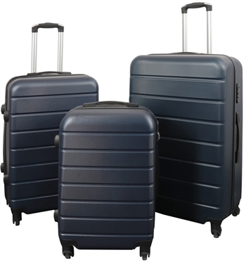 Luggage set - 3 pcs. - Exclusive hard-shell suitcases - Dark blue with stripes