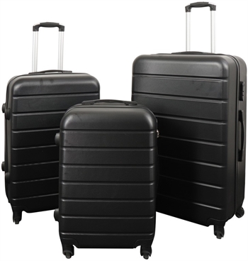 Luggage set - 3 pcs. - Exclusive hard-shell budget suitcases - Black with stripes