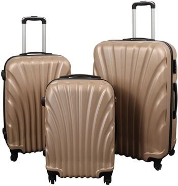 Luggage set - 3 pcs. - Practical hard-shell affordable suitcases  - Mussel gold