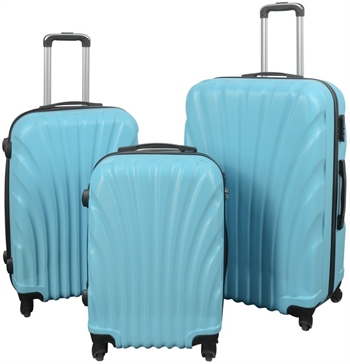 Luggage set - 3 pcs. - Practical hard-shell lightweight suitcase - Mussel light blue