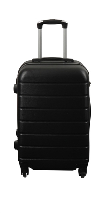 Cabin suitcase - Hard-shell lightweight suitcase - With 4 wheels - Black stripe