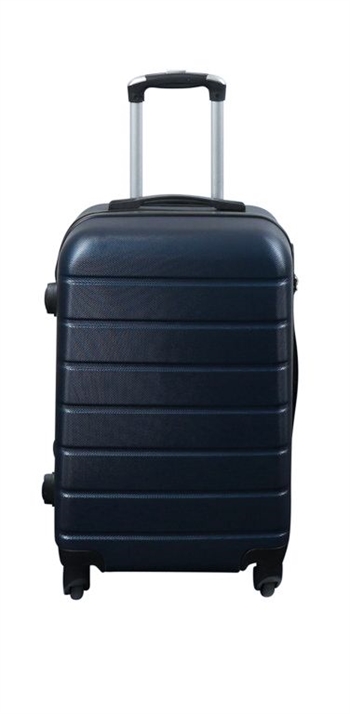 Cabin suitcase - Hard-shell lightweight suitcase - With 4 wheels - Dark blue stripe