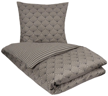 Bedding 150x210 cm - Reversible design in 100% cotton satin - Fan grey - Bed set from By Night