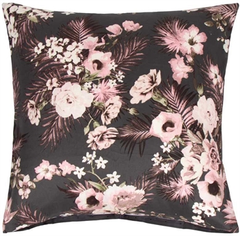 Pillowcase 60x63 cm - Reversible design in 100% cotton satin - Flowers & Dots grey-green - By Night