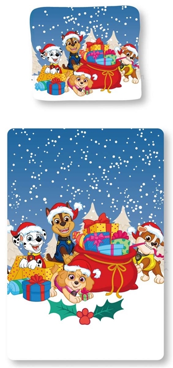 Christmas bedding 140x200 cm - Paw Patrol bedding - Winter wonderland - 2-in-1 design - 100% cotton bedding