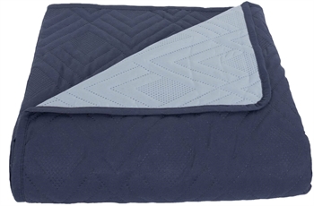 Bedspread - 220x240 cm - Reversible Dark blue and light blue - Suitable for three-quarter bed