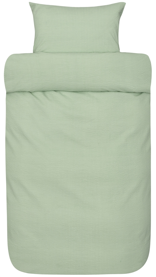 Bedding for double duvet 200x220 cm - Sol sage green - Seersucker bedding - 100% cotton - Høie double duvet cover