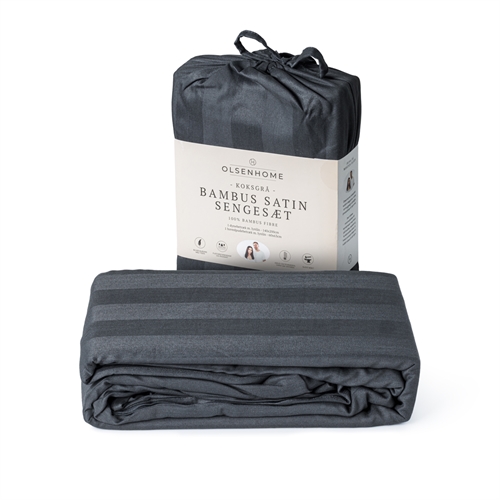 Bamboo bedding - 140x220 cm - 100% Natural bamboo - OlsenHome - Charcoal grey satin woven duvet cover