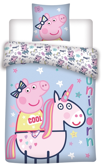 Peppa Pig bedding - 140x200 cm - Peppa Pig and unicorn - 2-in-1 design bedding set - 100% cotton