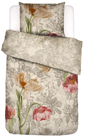 Essenza bedding - 140x220 cm - Annabel Vanilla - Reversible bed set - 100% cotton satin - Floral bedding