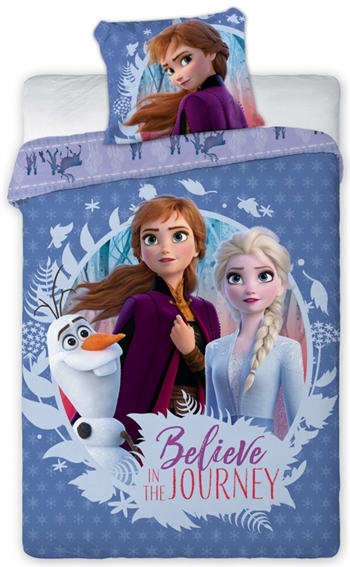 Frozen Junior bed set 100x140 cm - Frozen 2 Anna and Elsa junior bed set - 2-in-1 design - 100% cotton