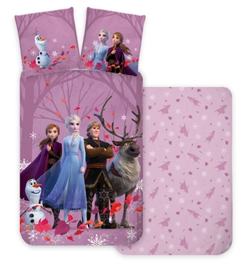 Frozen bedding - 140x200 cm - Pink - Anna, Elsa, Kristoff, Sven & Olaf - 100% cotton