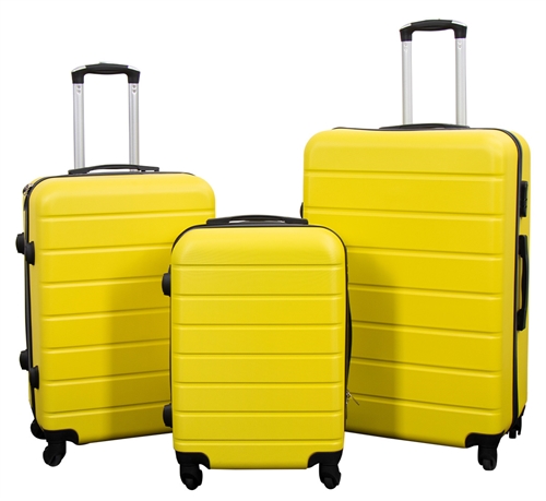 Suitcase offers - Set of 3 pieces - Exclusive hard-shell luggage set - Yellow stripe