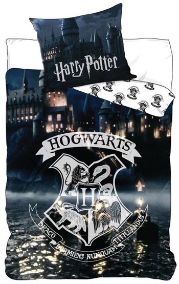 Harry Potter bedding - 140x200 cm - Hogwarts Logo - Glow-in-the-dark bedding - 2-in-1 bed set - 100% cotton