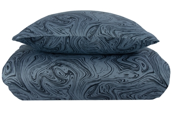 Patterned bedding 140x200 cm - 100% Soft cotton satin - Marble dark blue - By Night bedding set