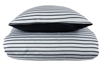 Striped bedding 140x220 cm - Narrow lines black - Reversible bedding set - 100% cotton satin - By Night bed linen