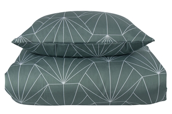 Double duvet set - 200x220 cm - Reversible design in 100% cotton satin - Hexagon muted green - Bedding set from By Night