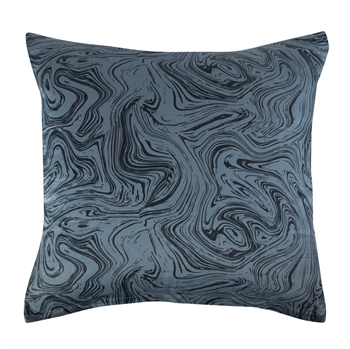 Pillowcase 60x63 cm - 100% Soft cotton satin - Marble dark blue - By Night