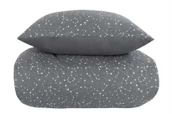 Bedding 140x200 cm - Zodiac grey - Constellation - Duvet cover in 100% Cotton - Borg Living bedding set