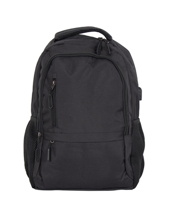 Backpack with USB-A Cable   - Black Computer Backpack for 15" Laptop - 48x33x18 cm