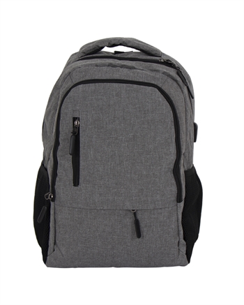 Backpack with USB-A cable - grey computer backpack for a 15" laptop - 48x33x18 cm