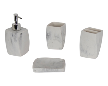 Bathroom set - 4 pieces - Imitation marble - Bathroom accessories