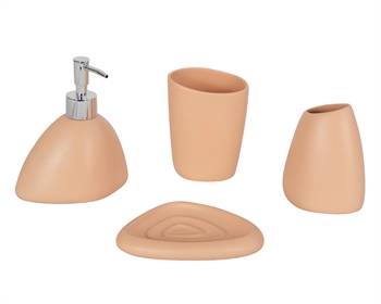 Bathroom set - 4 pieces - Peach - Bathroom accessories