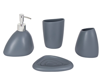 Bathroom set - 4 pieces - Grey - Bathroom accessories