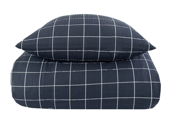 Kingsize bedding 240x220 cm - Blue Check - Seersucker bedding set - Borg living double duvet cover