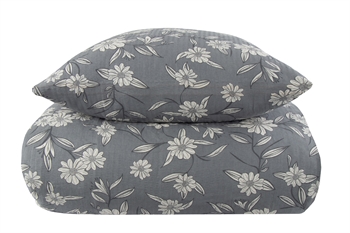 Double duvet set 200x200 cm - Grey Leaves - Bök and bølge - Borg Living double duvet cover