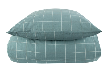 Double duvet bedding 200x200 cm - Dusty Green Check - Seersucker bed set - Borg Living